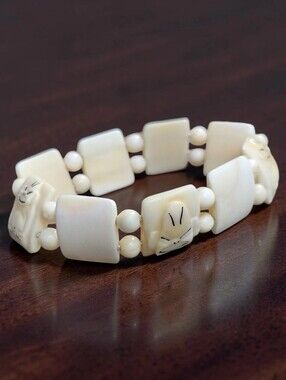 Rare Antique Alaskan Inuit Carved Organic Bone Bracelet